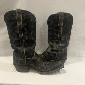 Lucchese Distressed Pull Cowboy Boots Womens Size 9.5B Pointed Toe Aviator VTG